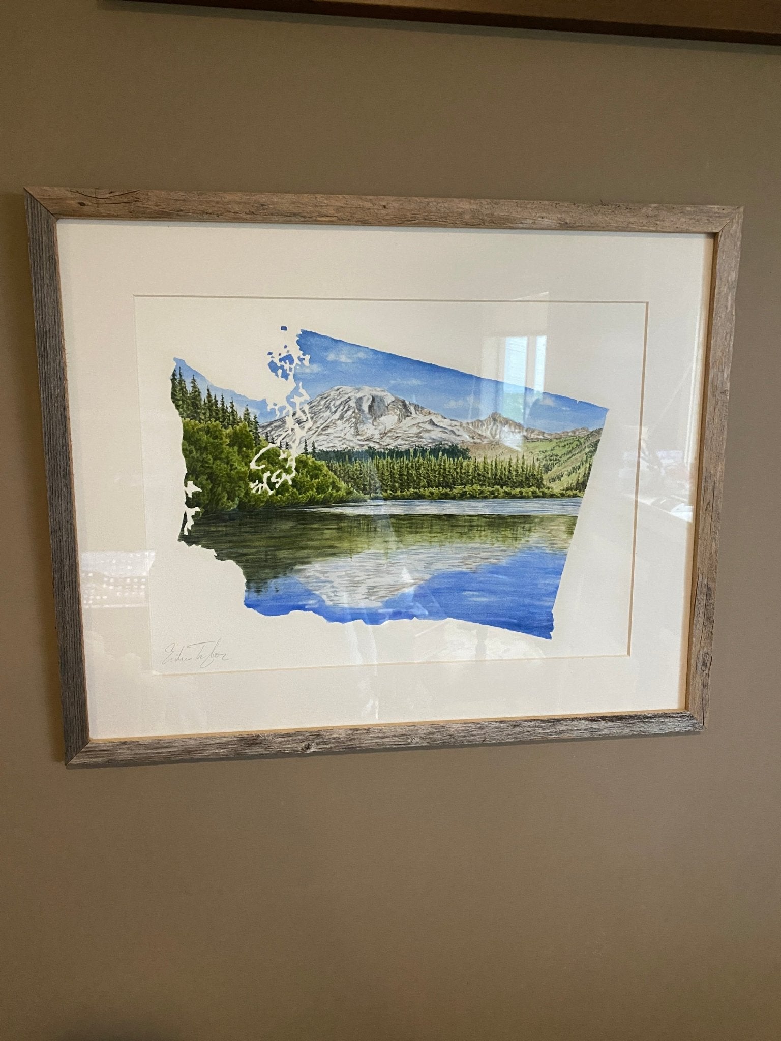 Washington Rainier National Park Original Painting Mated and framed to size 16x20 Emilie Taylor Art