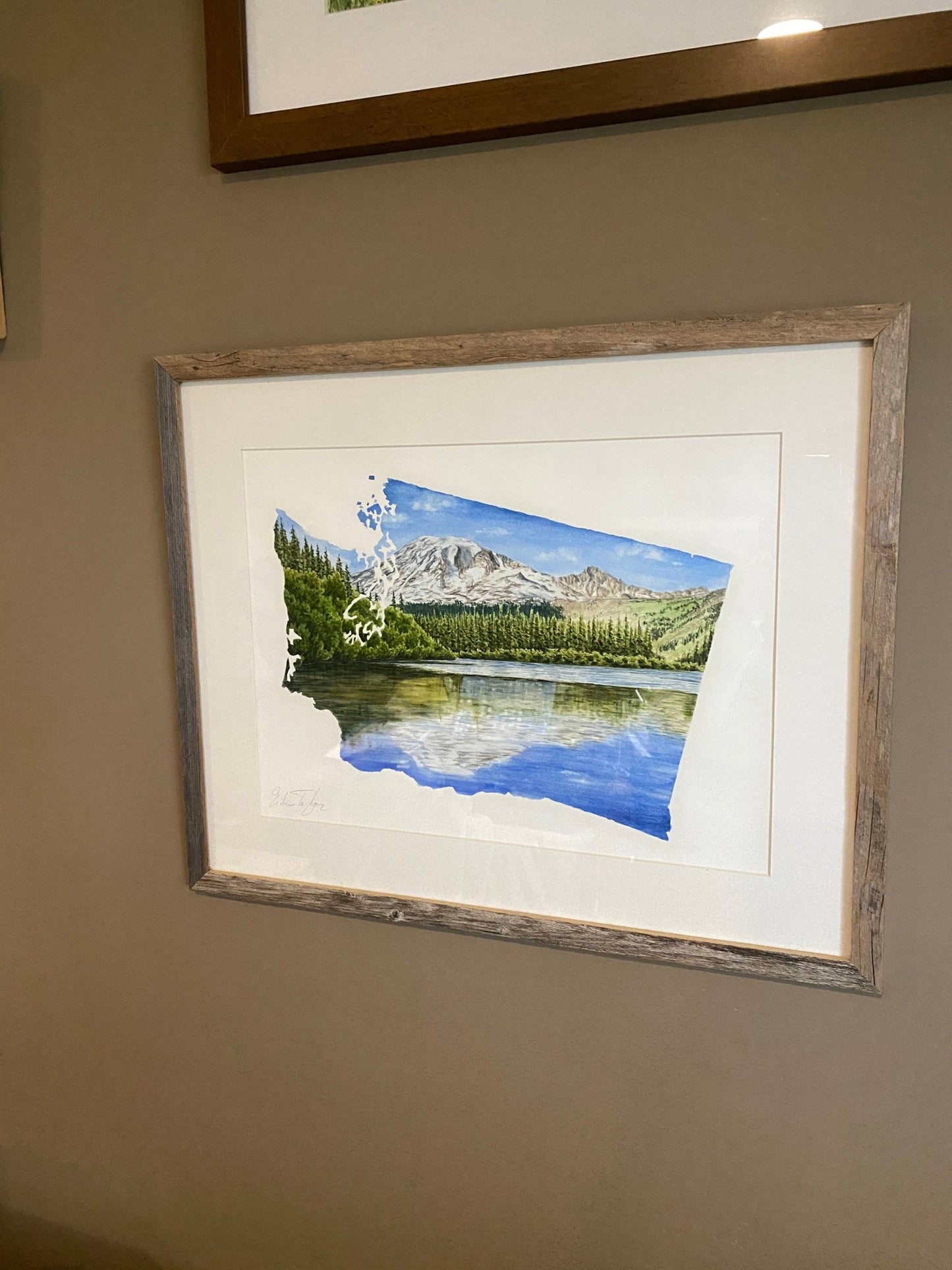 Washington Rainier National Park Original Painting Mated and framed to size 16x20 Emilie Taylor Art