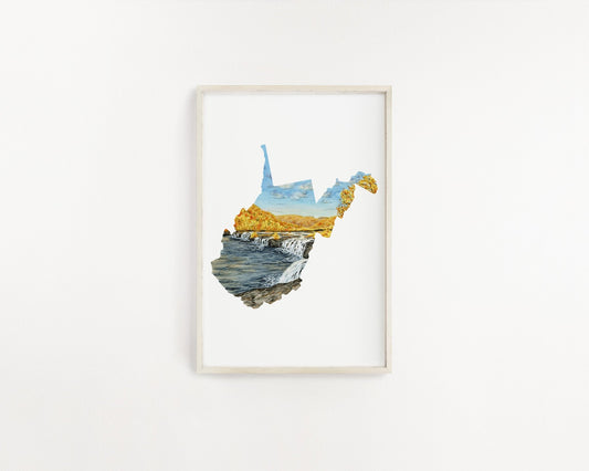 West Virginia New River Gorge National Park Watercolor Print, West Virginia State Emilie Taylor Art
