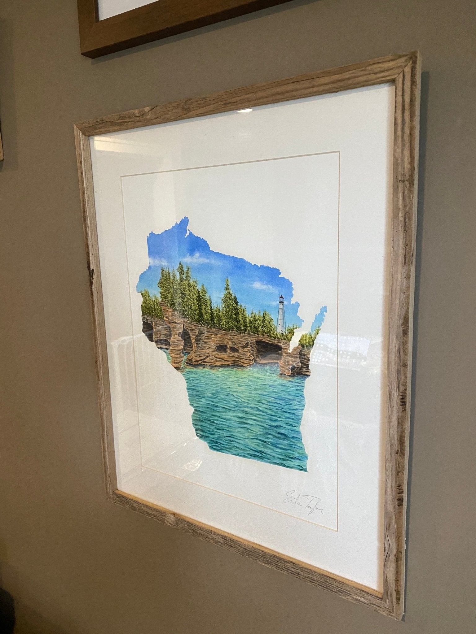 Wisconsin Apostle Islands Original Painting Mated and framed to size 16x20 Emilie Taylor Art