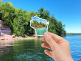 Wisconsin Decal, Apostle Islands Sticker, Watercolor Wisconsin Sticker, WI Car Decal, Devils Island Emilie Taylor Art