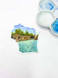 Wisconsin Decal, Apostle Islands Sticker, Watercolor Wisconsin Sticker, WI Car Decal, Devils Island Emilie Taylor Art