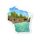 Wisconsin Decal, Apostle Islands Sticker, Watercolor Wisconsin Sticker, WI Car Decal, Devils Island Emilie Taylor Art