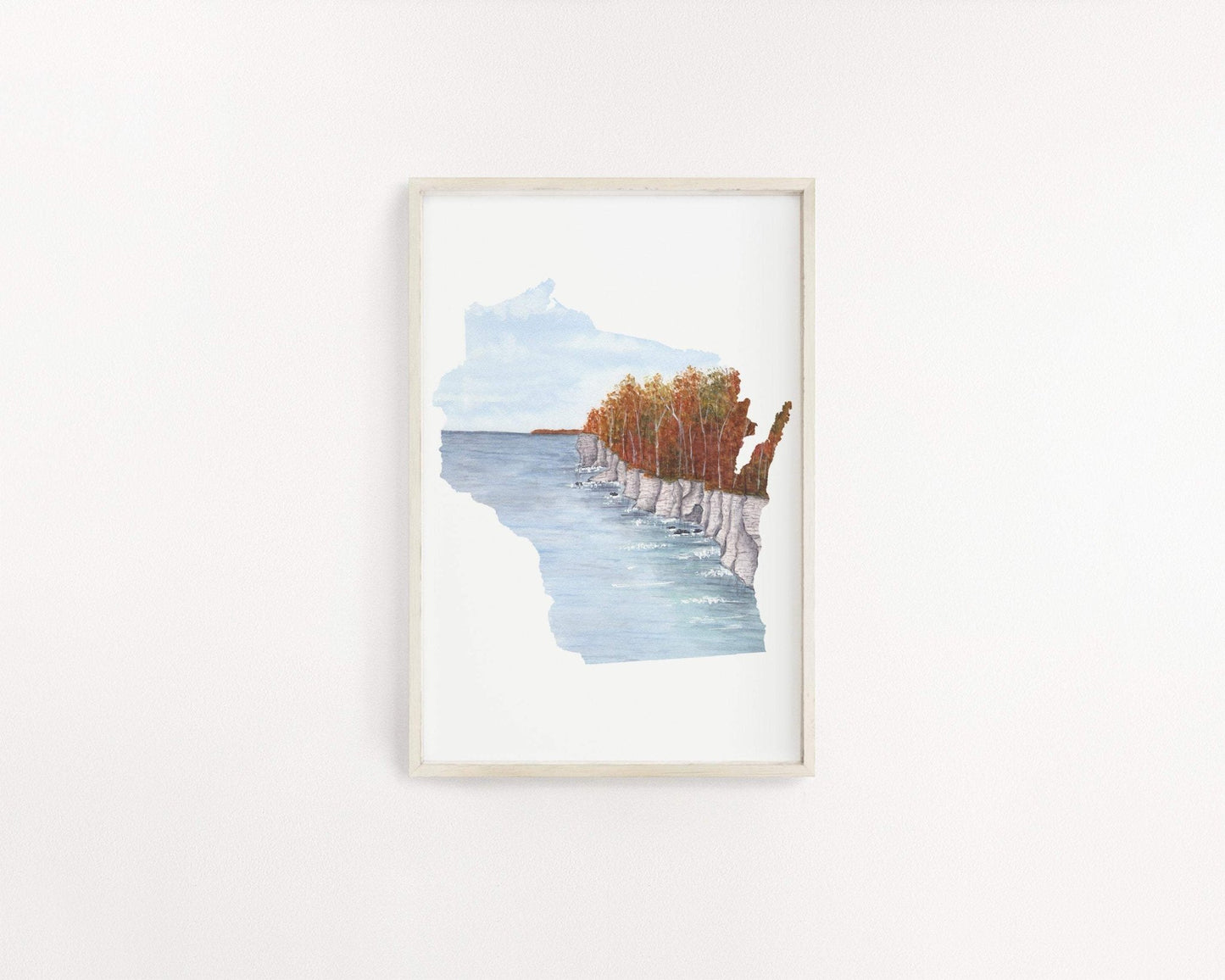 Wisconsin Watercolor Print, Apostle Islands Painting, Wisconsin State, State Art Emilie Taylor Art
