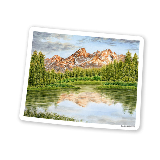 Wyoming Grand Teton National Park Decal, Watercolor Wyoming Sticker Emilie Taylor Art