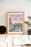 Half Dome and El Capitan in Yosemite National Park on a Watercolor Art Print | California Poster Emilie Taylor Art