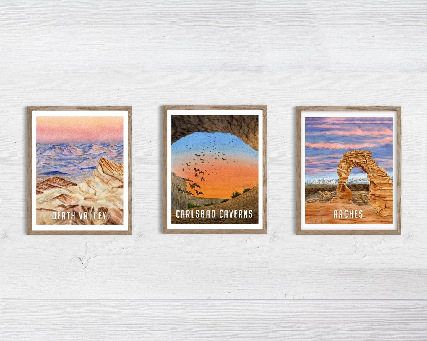 Series of 3 National Park Posters on display