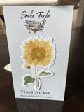 Sunflower Decal, Watercolor SunFlower Sticker, Mini Sunflower Decal, Flower Decal, Sunflower Sticker, Laptop Decal, Weatherproof Decal