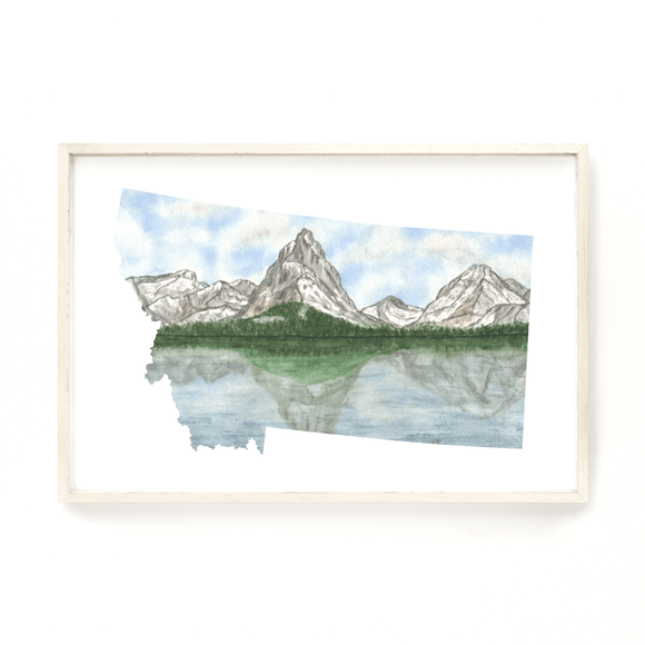 Montana Watercolor Painting, Montana State, State Print, Glacier National Park, Montana Souvenir - Emilie Taylor Art