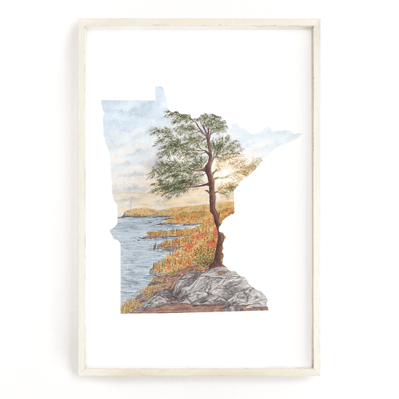 Minnesota Watercolor Painting, Tettegouche State Park Art MN North Shore Decor, Minnesota print