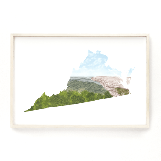 Virginia Watercolor Print, Virginia State Art, Virginia Painting,Virginia Map, Virginia Gift - Emilie Taylor Art