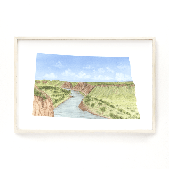 North Dakota Watercolor Print, North Dakota State Art,  North Dakota Print Gift, ND State - Emilie Taylor Art