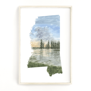 Mississippi Watercolor Painting, Mississippi State Art, Mississippi Travel Gift, Mississippi Art - Emilie Taylor Art