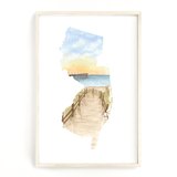 New Jersey Watercolor Print, New Jersey State Art, Home State, New Jersey Print,  Jersey Shore NJ - Emilie Taylor Art
