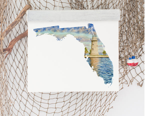Florida Biscayne National Park Watercolor Painting, Florida State Art