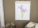 Purple Iris Original Painting Mated to size 11x14
