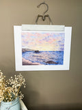 Dramatic Sunset at Sea Original Painting Mated to size 11x14