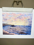 Dramatic Sunset at Sea Original Painting Mated to size 11x14