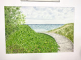 Boardwalk to Point Beach Original Painting  Mated to size 18x24