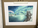 Lights over Senja Original Painting Mated to size 18x24