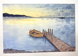 Rowboat #3 Original Painting Mated to size 18x24
