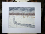 A Winter Walk Original Painting Mated to size 16x20