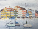 Misty Morning in Copenhagen Original Painting Mated to size 18x24