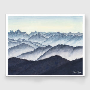 Monochromatic Cascades Limited Edition Watercolor Painting