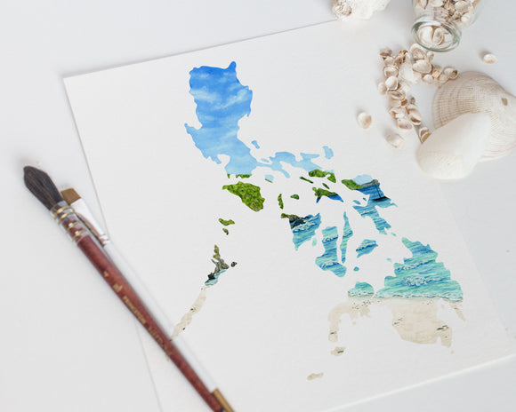 Philippines Watercolor Print, Philippines Painting, Palawan Philippine Islands