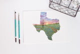 Texas Watercolor Print, Texas State Art, Texas Painting, Big Bend National Park Souvenir, Texas Gift