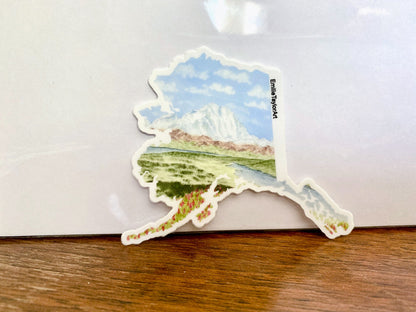 Alaska Decal, Watercolor Alaska Sticker, AK Car Decal, Home State Decal, State Sticker Emilie Taylor Art