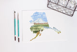 Alaska Kenai Fjords Watercolor Painting, Kenai Fjords National Park, Alaska Fjords paintings Emilie Taylor Art