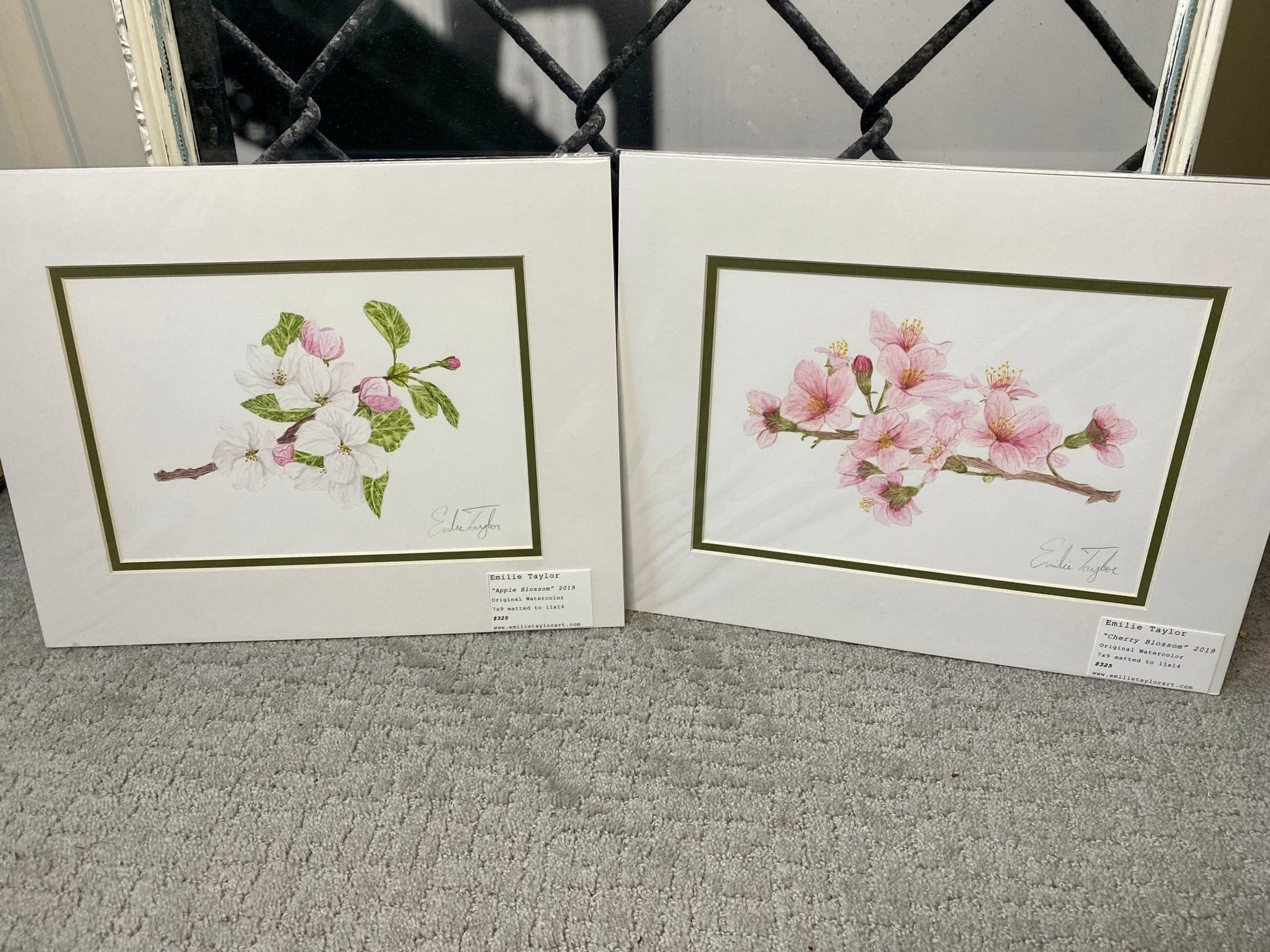 Apple Blossom Original Painting Mated to size 11x14 Emilie Taylor Art