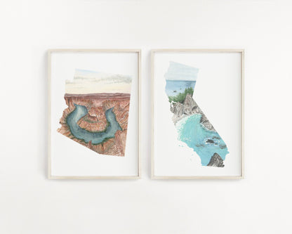 Arizona Petrified Forest National Park Watercolor Painting, Petrified Forest Souvenir Emilie Taylor Art