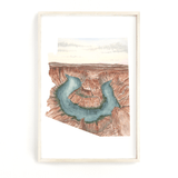 Arizona Watercolor Painting, Arizona State,  Horseshoe bend, Arizona Shape Wall Art, Arizona Gift