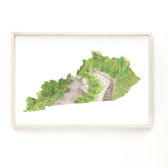 Kentucky Watercolor Print, Kentucky State, Home State Art, Kentucky map art,  Big South Fork River - Emilie Taylor Art