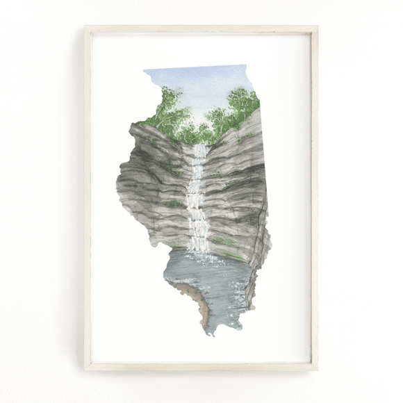Illinois Watercolor Painting, Illinois Art, Illinois Map, Starved Rock State Park IL, French Canyon - Emilie Taylor Art
