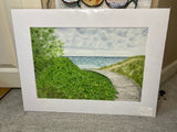 Boardwalk to Point Beach Original Painting Mated to size 18x24 Emilie Taylor Art