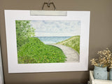 Boardwalk to Point Beach Original Painting Mated to size 18x24 Emilie Taylor Art
