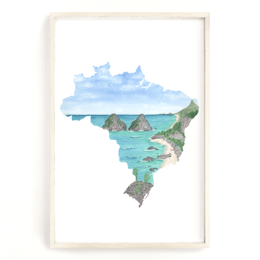 Brazil Watercolor Print, Brazil Painting, Fernando de Noronha National Park, Brazil South America Emilie Taylor Art