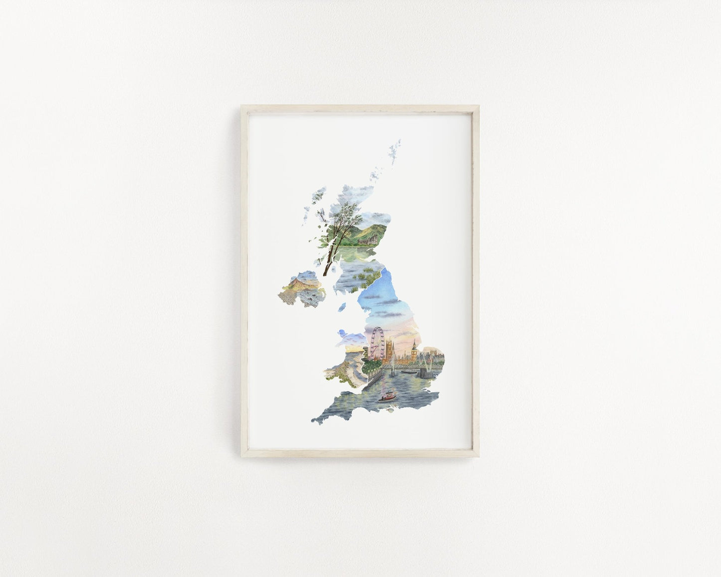 British & Irish Isles Watercolor Print, British and Irish Painting, UK Map Emilie Taylor Art