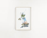 British & Irish Isles Watercolor Print, British and Irish Painting, UK Map Emilie Taylor Art