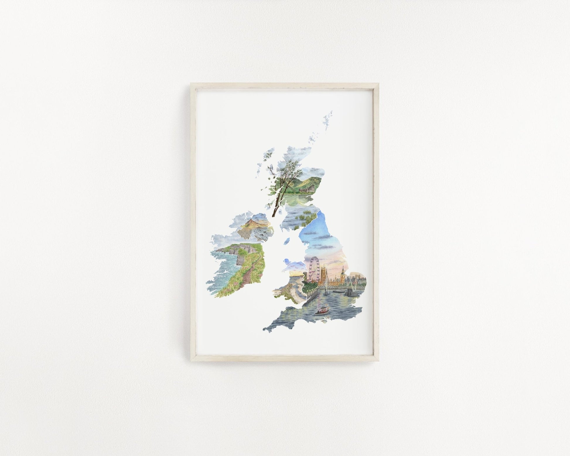 British & Irish Isles Watercolor Print, British and Irish Painting, UK Map Emilie Taylor Art