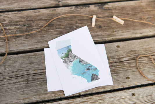 California Greeting Card, Watercolor Home State Card, CA Gift, California Souvenir, California Gift Emilie Taylor Art