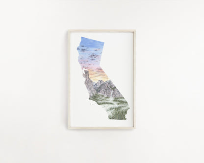 California Lassen Volcanic National Park Watercolor Print, California Lassen Volcanic Souvenir Emilie Taylor Art