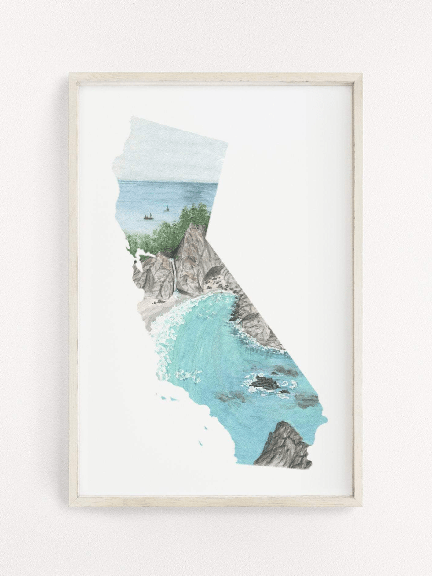 California Watercolor Print, California State, Home State Wall Art, California Shape Wall Art Emilie Taylor Art