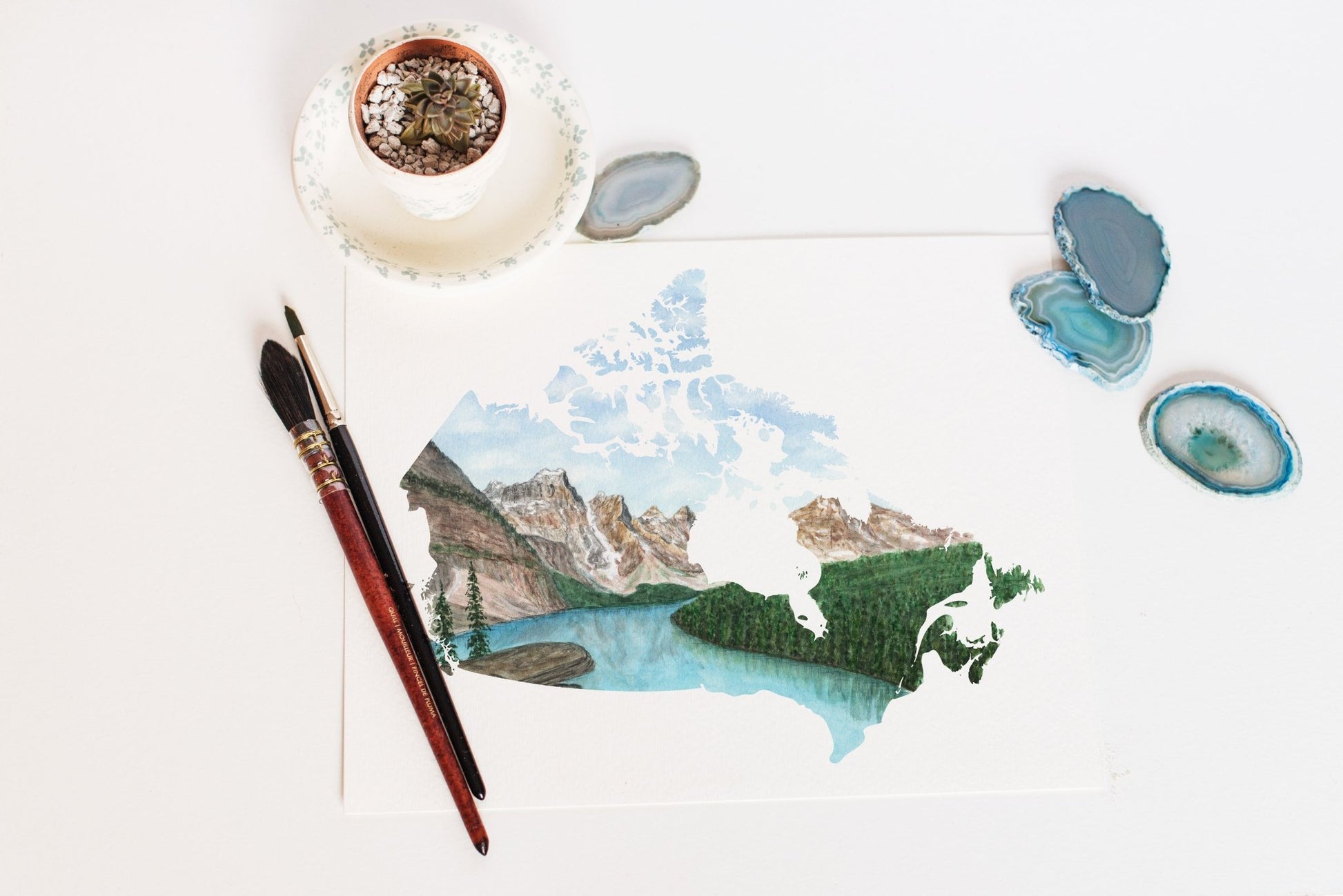 Canada Watercolor Painting, Canada Art, Banff National Park, Moraine Lake, Canada Country Print Emilie Taylor Art