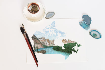 Canada Watercolor Painting, Canada Art, Banff National Park, Moraine Lake, Canada Country Print Emilie Taylor Art