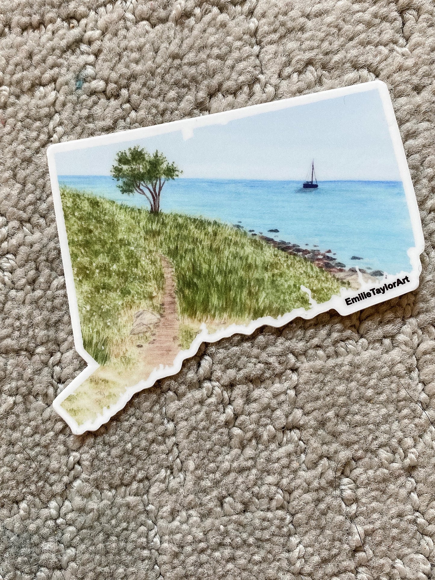 Connecticut Decal, Watercolor Connecticut Sticker, CT Car Decal, State Decal, State Sticker, Thermos Decal, Waterproof Connecticut Decal Emilie Taylor Art