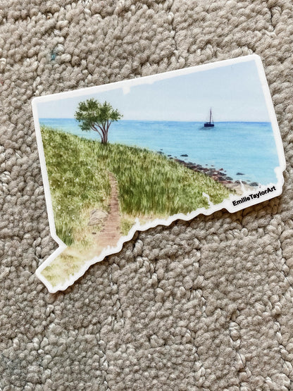 Connecticut Decal, Watercolor Connecticut Sticker, CT Car Decal, State Decal, State Sticker, Thermos Decal, Waterproof Connecticut Decal Emilie Taylor Art